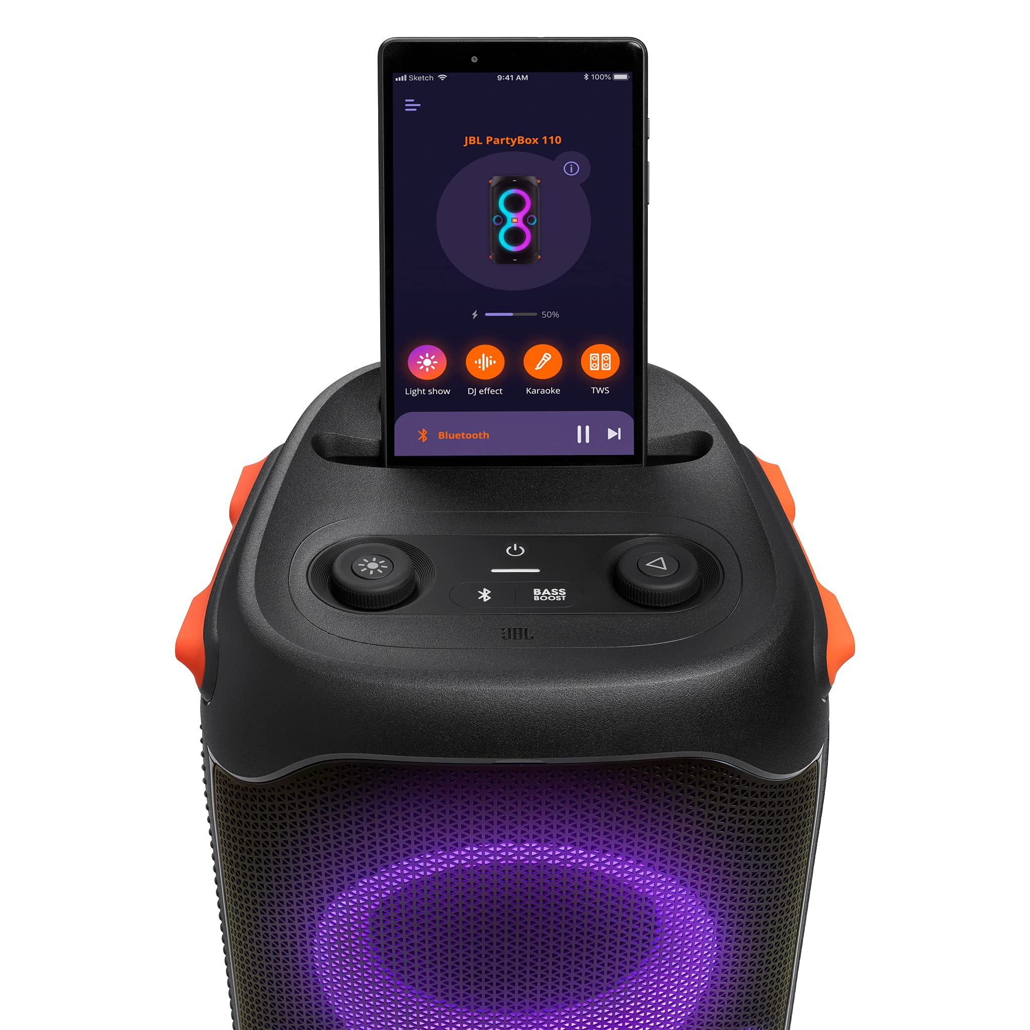 jbl-partybox-110-tragbarer-bluetooth-party-lautsprecher-mit-lichteffekten-akku-s image 2
